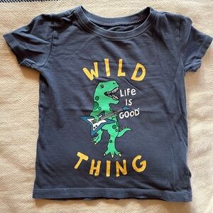 Kids 3T Life is Good Dinosaur Shirt Blue Cotton